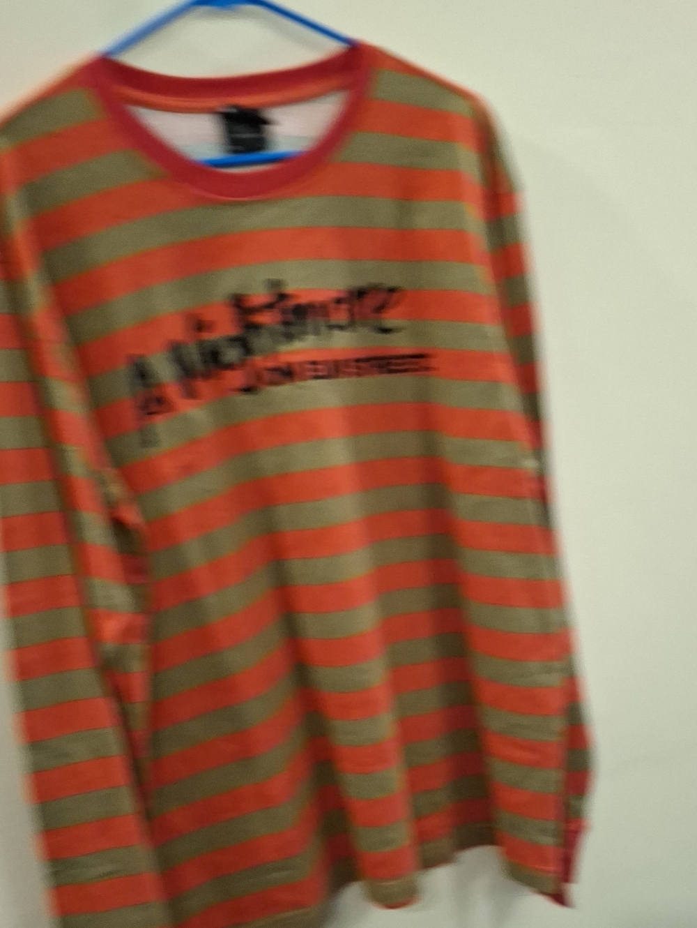 DUMBGOOD Striped Long Sleeve Tee in Orange and Olive Medium NWOT